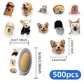 500PCS Ten Different Dog Funny Roll Stickers Small Pattern DIY Phone Case Notebook Skateboard Waterproof Stickers