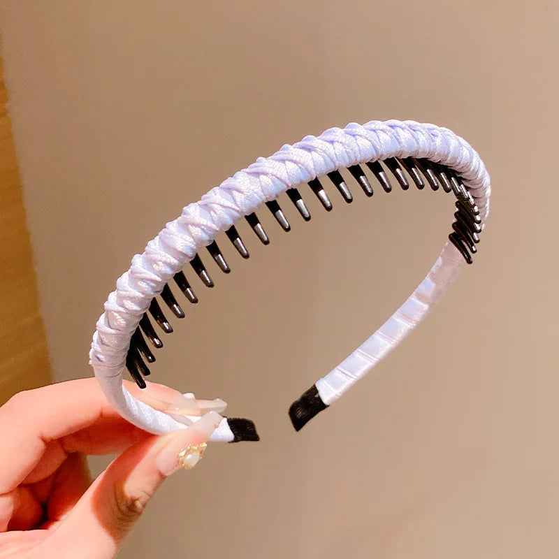 Cute Candy Colors Wrap Cloth Teeth Hairbands For Girls Sweet Hair Ornament Non-slip Headband Hair Band Fashion Hair Accessories