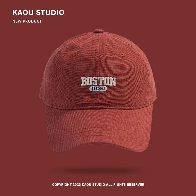 Hat Female Pink Ins Embroidered Peaked Cap Korean Style Versatile Curved Brim Trendy Men's Baseball Cap Spring and Autumn