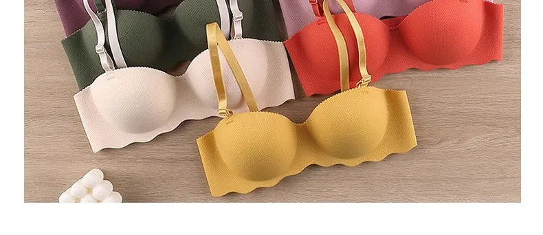 Sexy Bras Push Up Seamless Underwear for Women Solid Color Wireless Lingerie One-pieces Gather Convertible Straps Brassiere