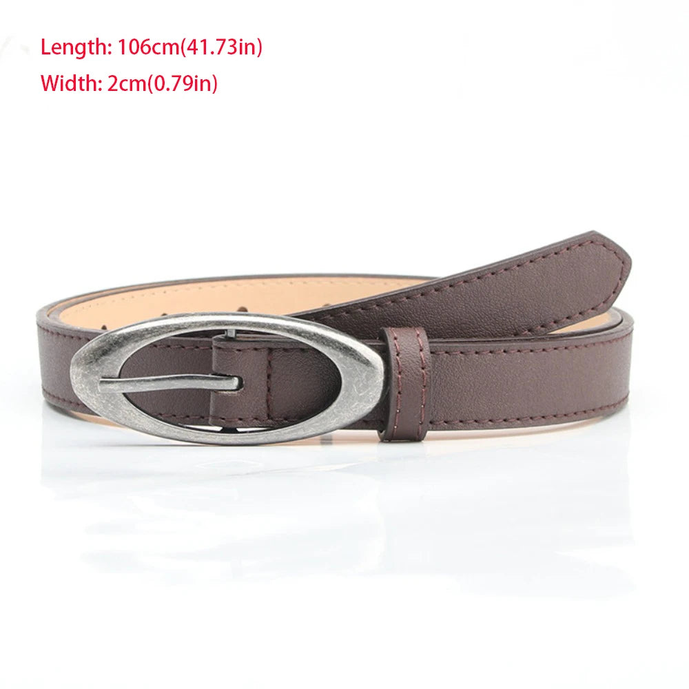 Waist Decoration Versatile Leather Belt Casual Simple Thin Waist Strap Luxury Design Slide Buckle Belt For Women