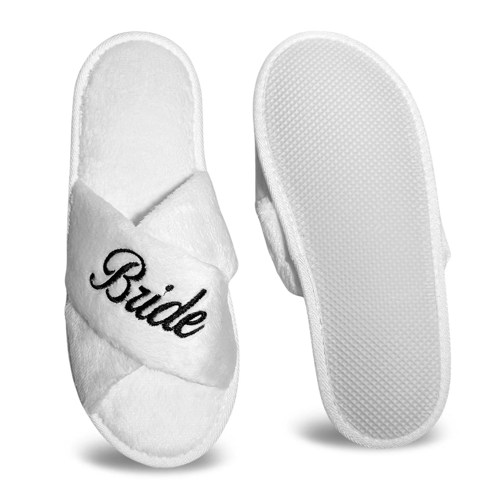 Wedding Party Guests Home Slip-on Letter Print Shoes, For Bride And Bachelorettes Bridal Party Cross Strap Slippers