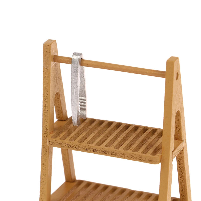 1Set 1:12 Dollhouse Miniature Bread Rack Cake Shelf Storage Box/Basket W/Baking Clip Scene Decor Doll House Accessories