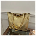 Fashion Casual Women Shoulder Bags Silver Gold Black Crocodile Handbag PU Leather Female Big Tote Bag Ladies Shopping Bag