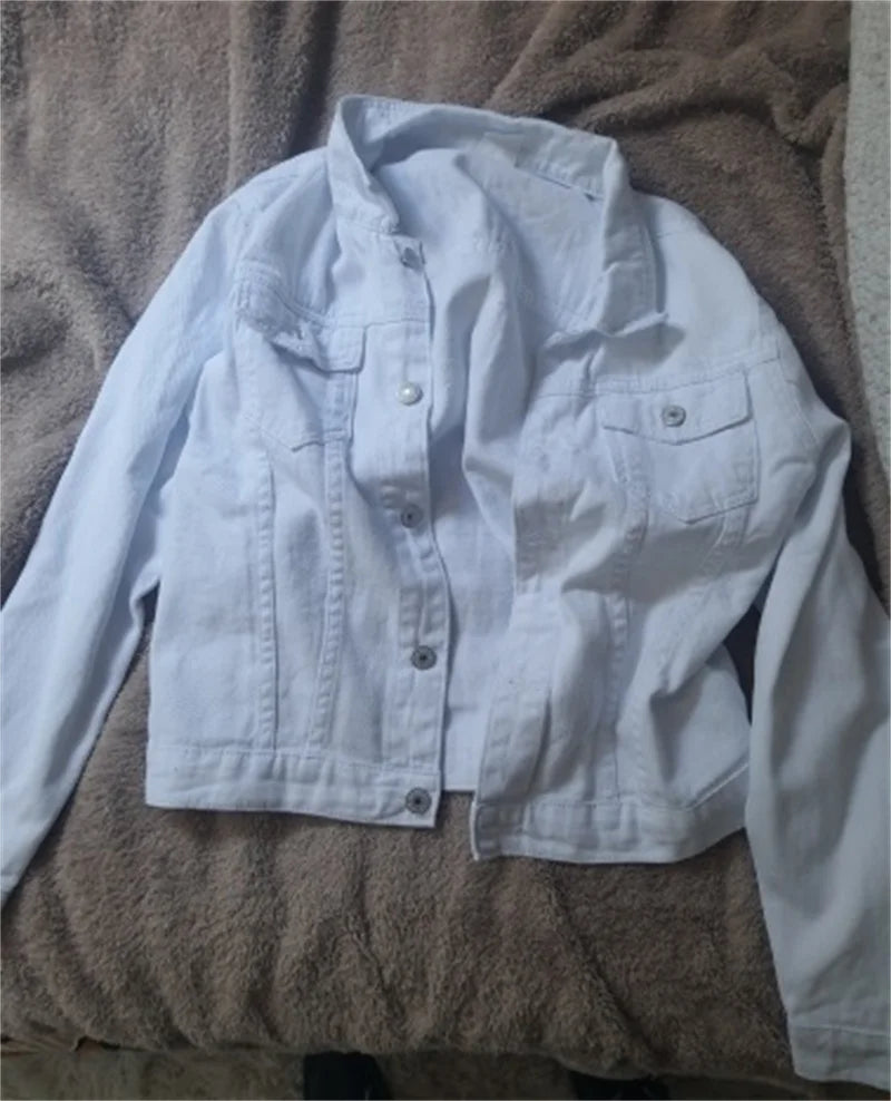 2023 Women's Short Denim Jackets Fashion Female Casual Long Sleeve Lapel Solid Button Pocket Slim Jean Jacket Fall Winter Coat