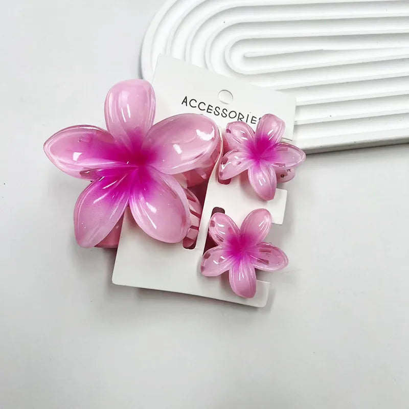 3Pcs/Set Sweet Flower Colroful Gradient Hair Claws Ponytail Cip Clamp Barrettes Hairpins For Women Girl Beach Hair Accessories
