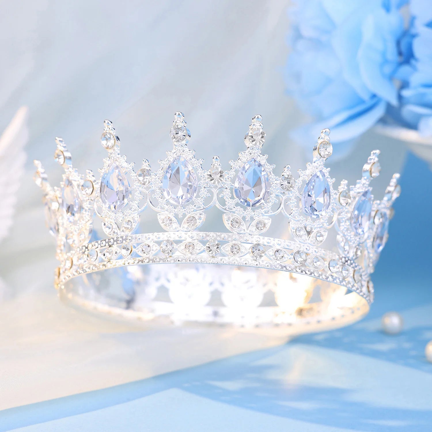 Baroque Round Crystal Tiaras And Crowns Headband Rhinestone Prom Diadem Crown Bridal Wedding Hair Accessories Jewelry Crown Gift