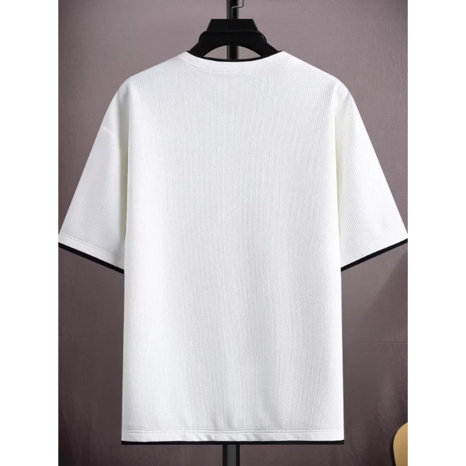 Summer Casual Short Sleeved Set Trendy Loose Five Inch T-shirt Plus Size Men's Outfit Complete Set with Matching