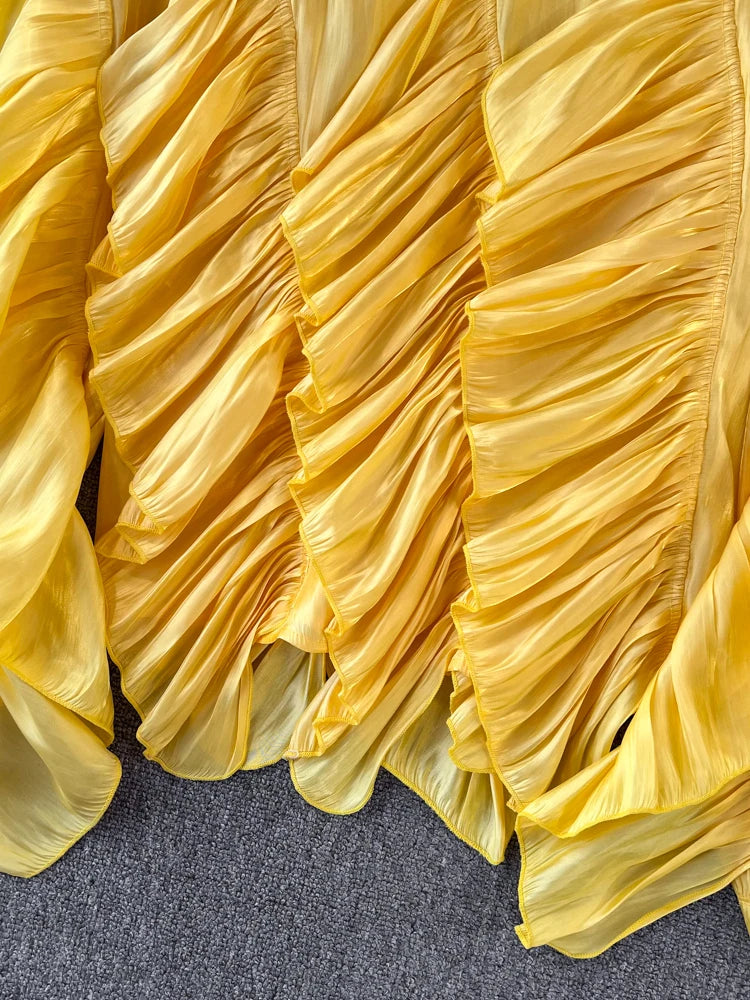 Women Spring Autumn Blouse New European American Vintage Round Neck Ruffle Loose Long Sleeved Foreign Style Irregular Top D2338