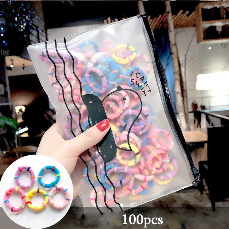 20/50Pcs/Set Girls Colorful Nylon Small Elastic Hair Bands Kids Cute Bow Hair Bands Ponytail Holder Headband Hair Accessories