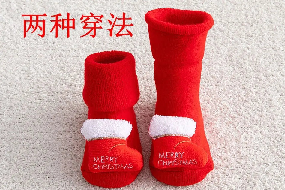 0-3 Years Children Clothing Accessories Infant Non-Skid Anti-Slip Stuff Boy Girl Floor Warm Christmas Stockings Kids Socks