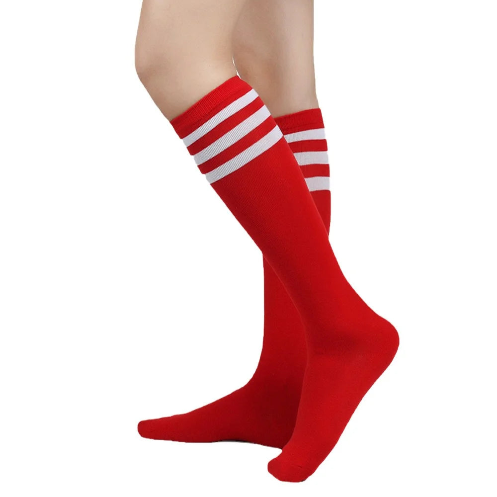 Solid knee length socks women's striped Lolita warm hip-hop sports socks  Harajuku socks JK white sock