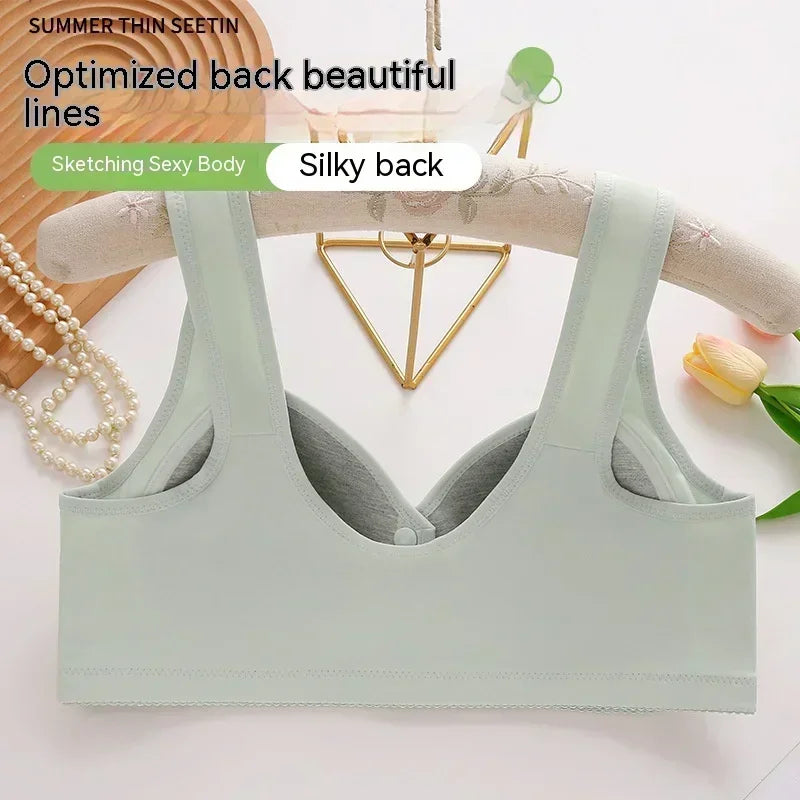Mother Front Open Buckle Bra Underwear Brassiere Large Size Bra Without Steel Ring Thin Section Vest Type Mom breathable Brassie