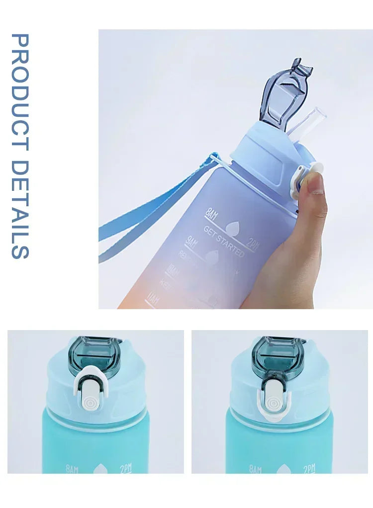 900ml Leakproof Water Bottles with Times To Drink and Straw Motivational Drinking Sports Water Bottle for Fitnes Gym Outdoor