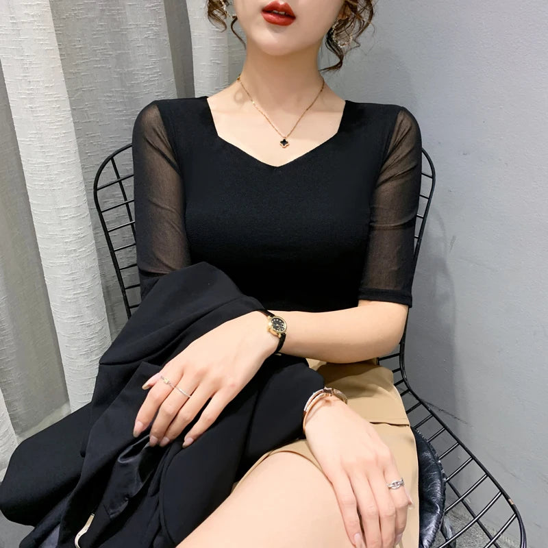 Women's Slim Fit V-Ne T-irt Me Inner Wear Top Spring Autumn Season Faionable Base irt Breathable Wear Resistant