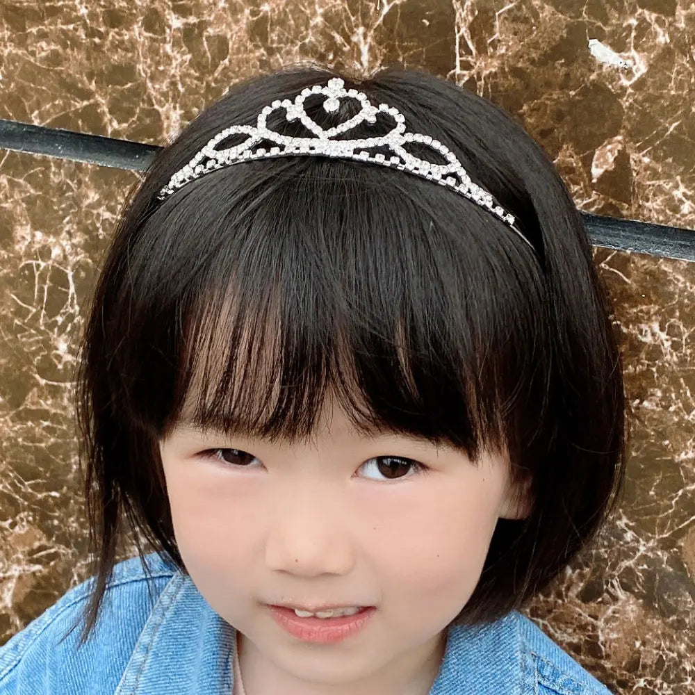 Princess Children's Tiara Red Bride Crown Floral Wedding Bridal Hair Accesories Golden Hair Jewelry Headdress