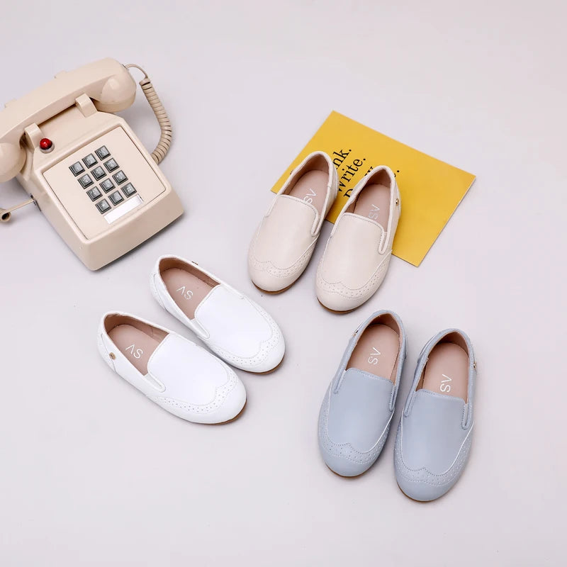 AS New Kids Shoes Children Beige Shoes Baby Boys Leather Shoes Toddler Princess Flats Girls Oxford Fashion Platform Mary Jane