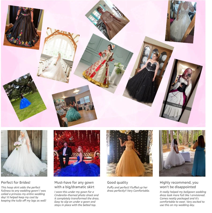 Cheap 6 Hoop Crinoline White Long Wedding Petticoat Ball Gown Dress Underskirt Skirt Half Slips Wedding Accessories