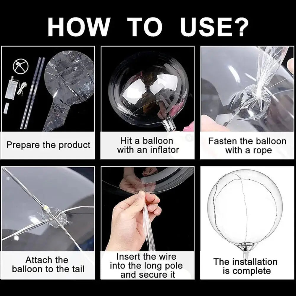 3Pcs LED Light Up Balloons Glow In The Dark Transparent Led Balloons for Weddings Birthdays Valentine's Day Party Festival Decor