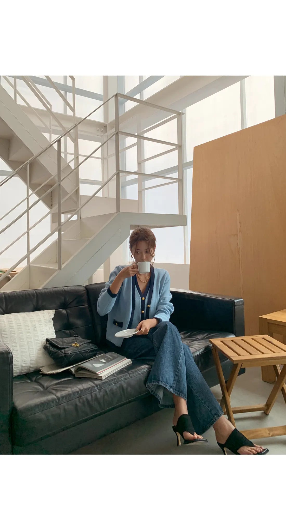 New High Quality Spring Knitted Long Sleeve V-neck Cardigan Coat + Sexy Short Camisole Crop Top Sweater Two Piece Sets Elegant