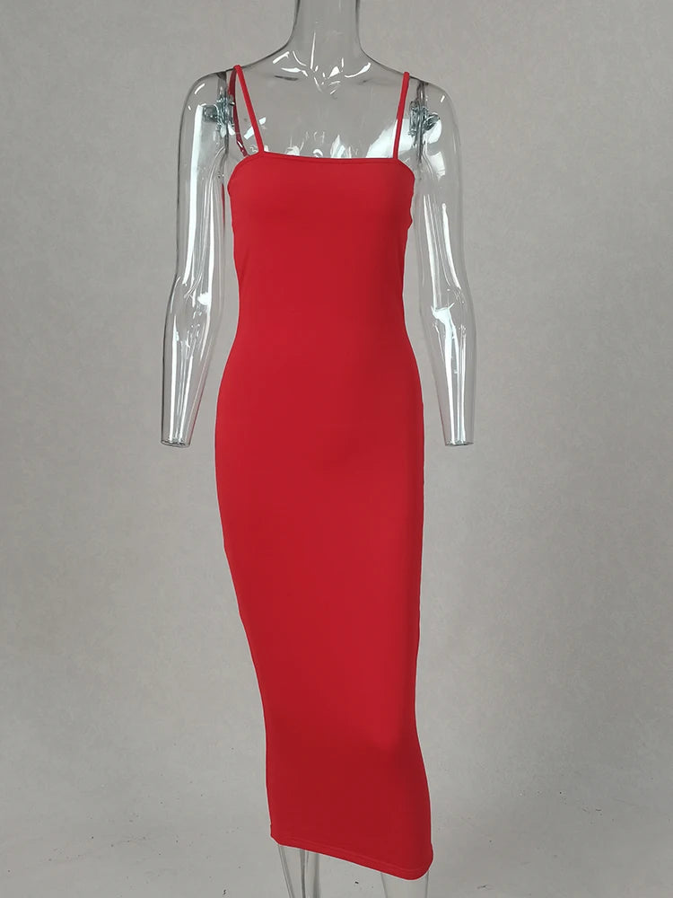 2025 New Spring Summer Women's High Elastic Sleeveless Backless Dress Long Sling Dresses Club Sexy Suspender Dress