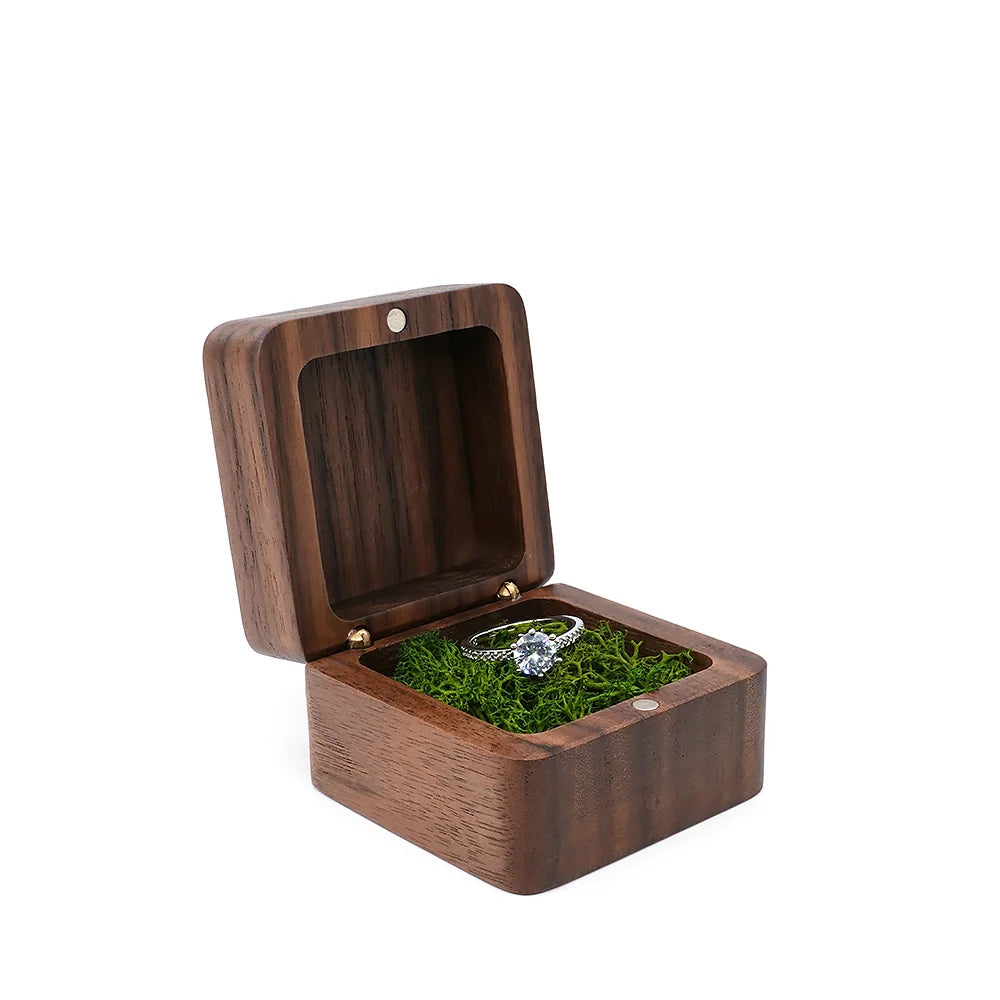 Diamond inlaid jewelry box, walnut solid wood wedding ring box, seeking marriage, diamond ring, Valentine's Day gift,  jewelry