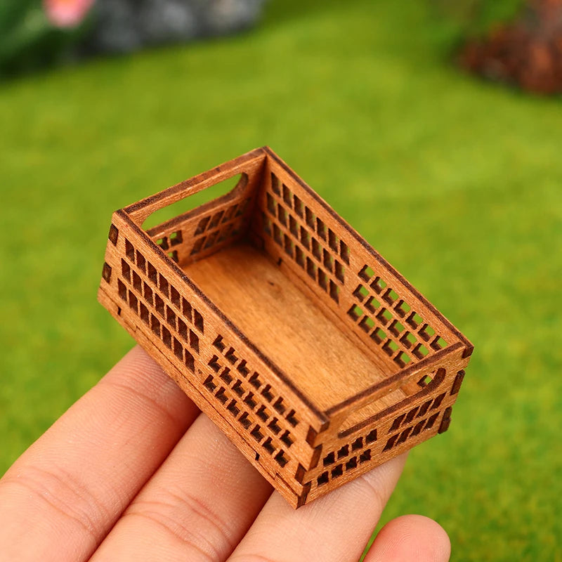 1Set 1:12 Dollhouse Miniature Bread Rack Cake Shelf Storage Box/Basket W/Baking Clip Scene Decor Doll House Accessories
