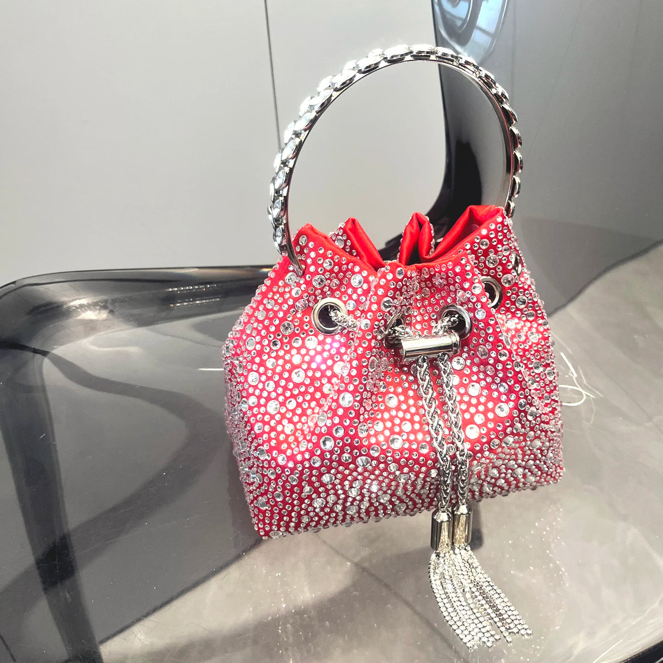 Handle Rhinestones Evening clutch Bag Purses and handbag luxury Designer shoulder bag Shiny Crystal Clutch purse bucket bag