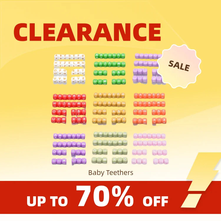 Clearance_12mm 26Pcs Silicone Letter Beads 15 Colors Colorful Alphabet Silicone Chewing Bead for Pacifier Clip Chain Not Choose