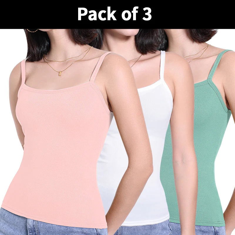 1/3 Pieces Four Seasons Thin Ladies Solid Color Joker Camisole Young Women Plus Size Comfortable and Sexy T-shirt Shirt Casual