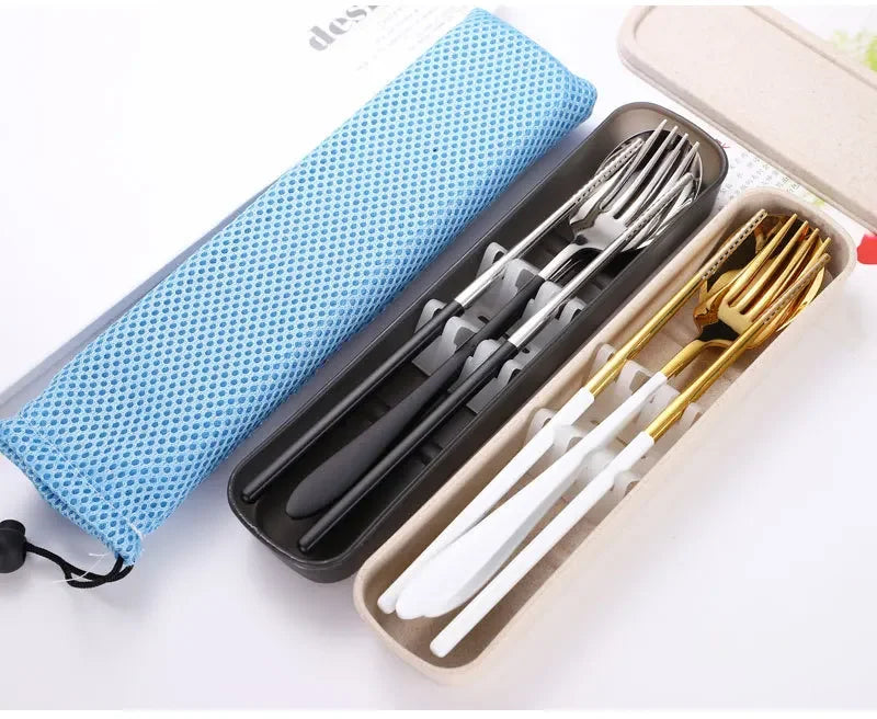 304 Spoon Set for Creative Portable Outdoor Tableware for Adult Students, Stainless Steel Cutlery Set