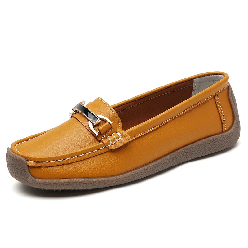 New Summer Sandals For Women100% Genuine Leather Single Shoes, Large-Sized Fashionable Casual Women'S Shoes, Loafers Flat Shoes