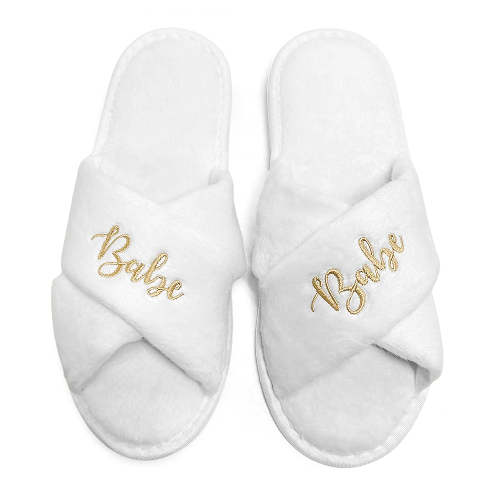 Wedding Party Guests Home Slip-on Letter Print Shoes, For Bride And Bachelorettes Bridal Party Cross Strap Slippers