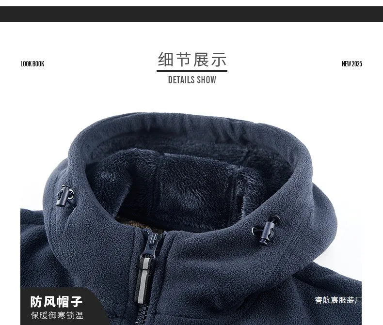 Men's Autumn Winter Fleece Jacket European-Style Hooded Warm Outdoor Thickened Couples' Coats New Arrivals