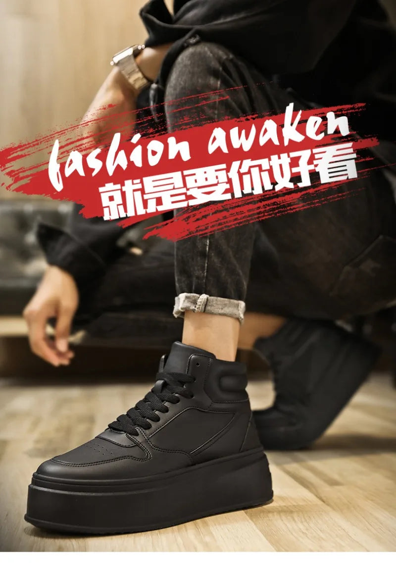 Men's Shoes Spring White Platform Comfortable Casual Shoes Man Trend Anti Slip Sneakers 2025 Fashion Thick Soled Shoes Zapatos