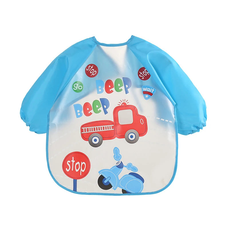 0-3 Years Baby EVA Waterproof Anti-dirty Bib Long Sleeve Strap Coat Dirt Proof Soft Feeding Bib Cute Cartoon Pattern Burp Cloths