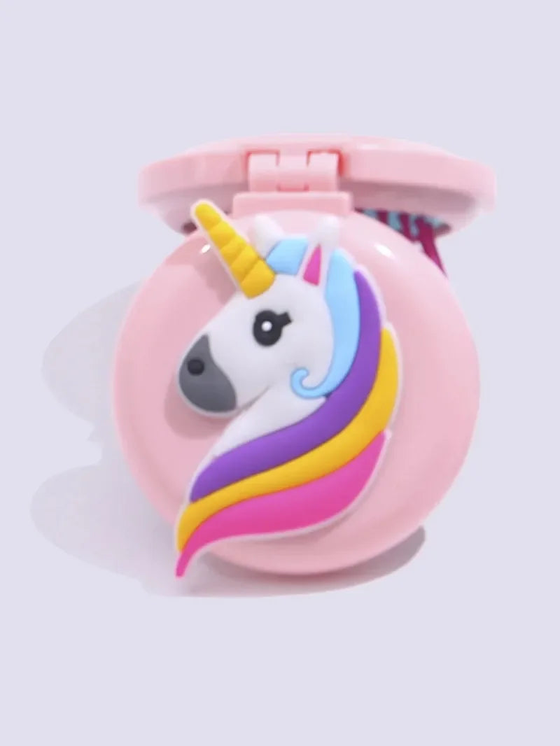 Cute Rainbow Cartoon Air Bag Comb Women Mini Portable Folding Hair Brush with Mirror Head Massager Cushion Pocket Styling Tools