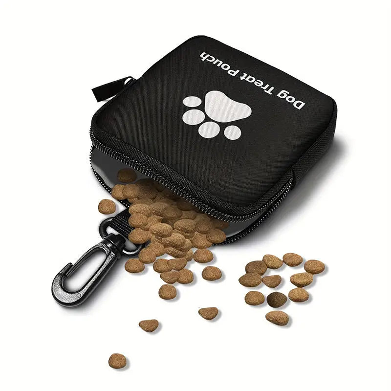 Pet Dog Food Storage Bag For Going Out Dog Paw Printed Synthetic Leather Waterproof Imitation Leather Multifunctional Zipper Bag