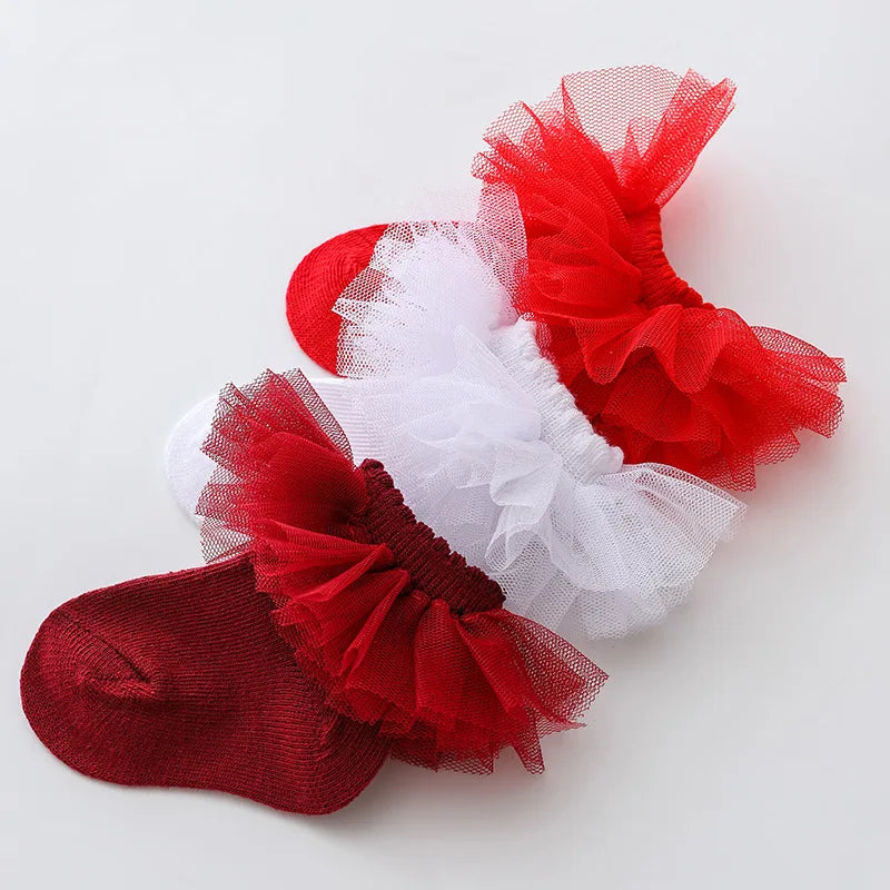 0-1Y Newborn Infant Toddler Baby Socks Girls Kids Princess Bowknot Lace Floral Short Socks Cotton Ruffle Frilly Trim Ankle Socks