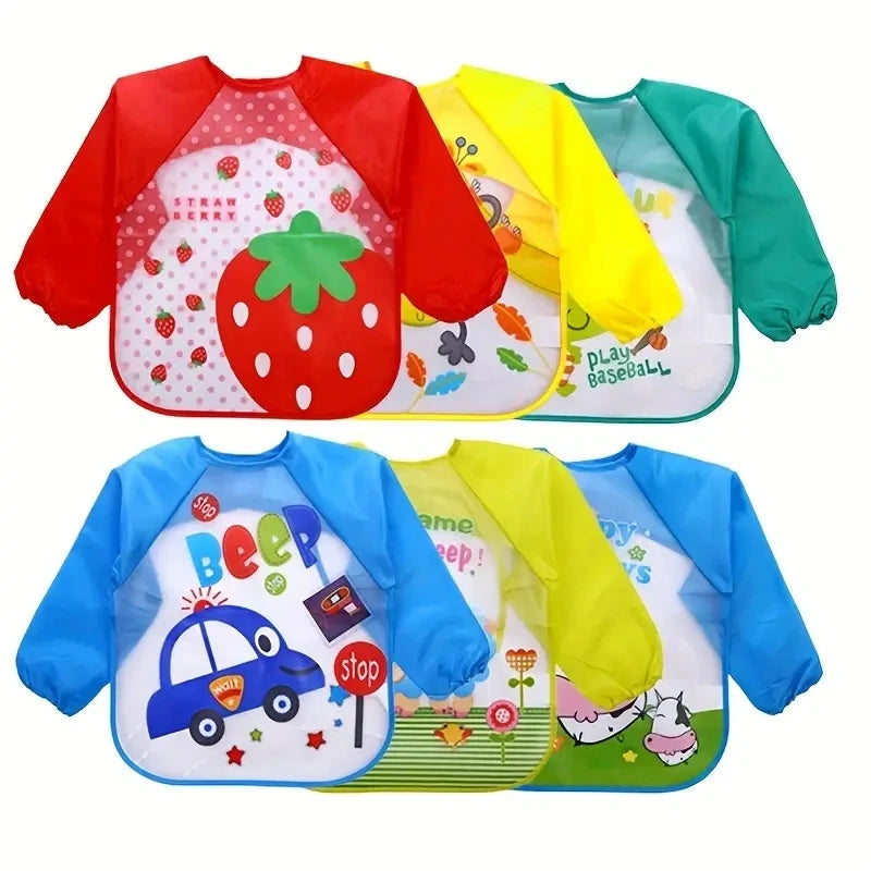 Waterproof EVA Full Sleeve Baby Bibs Children Apron Long Sleeve Feeding Smock Kids Eating Breastplate Infant Scarf Clothing