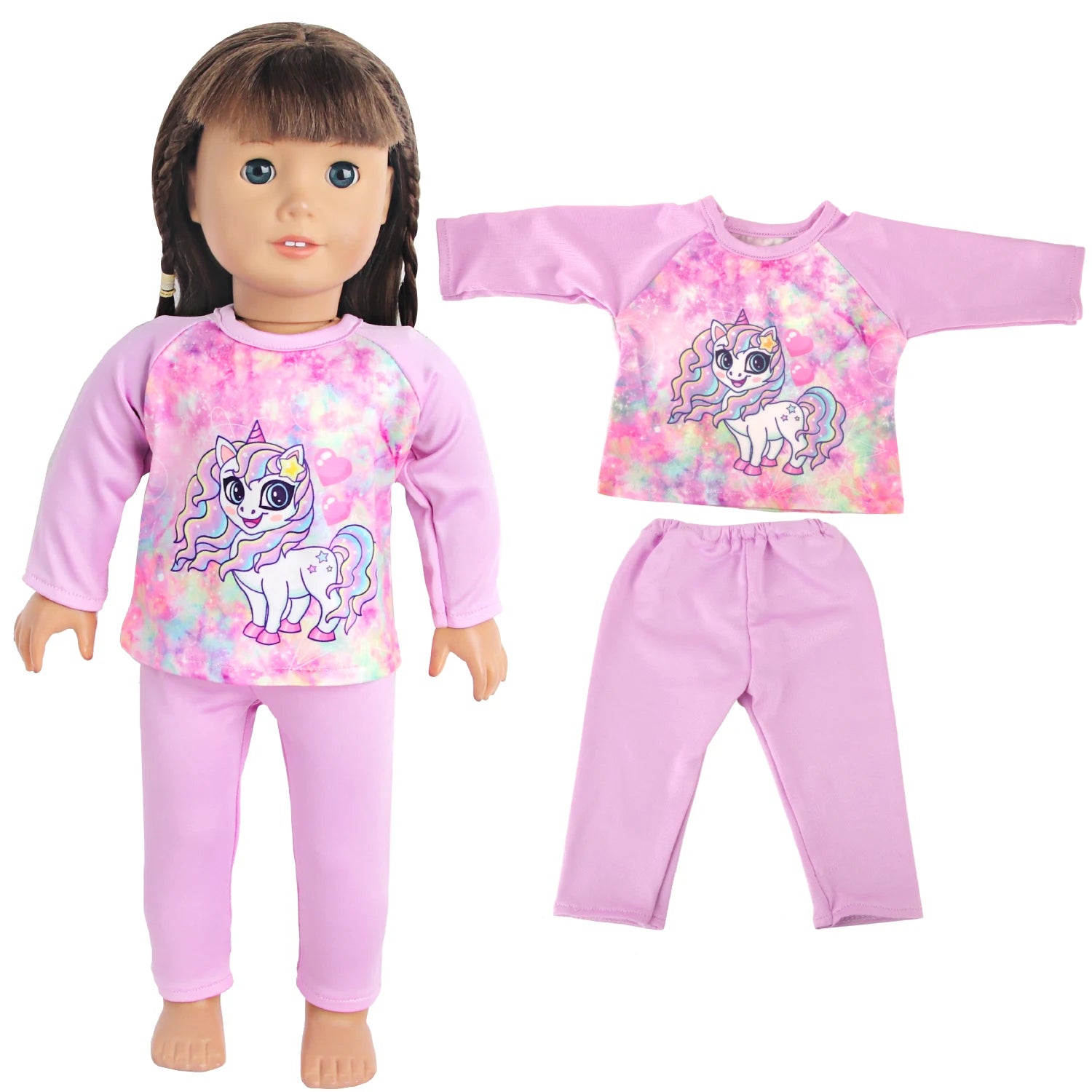 Doll Clothes Pajamas  For 43cm Baby New Born&American 18 Inch Girl Doll Unicorn Shark Cartoon Clothes Suit For Generation Doll