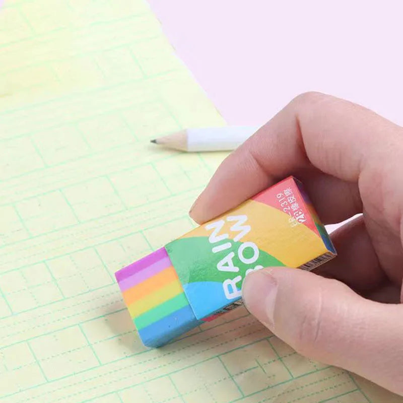 1 Piece Lytwtw's Cute Kawaii Creative Rainbow Eraser Rubber Stationery School Supplies Novelty Lovely Eraser