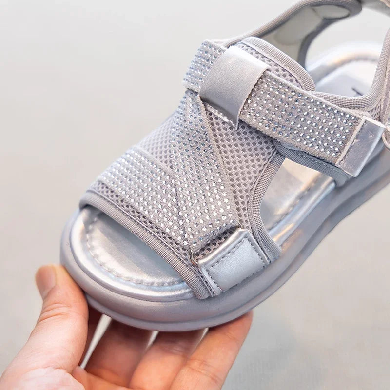 Summer Girls New Sandals Breathable Mesh Children's Causal School Sandals Simple Fashion Kids Beach Platform Sandals Open-toe