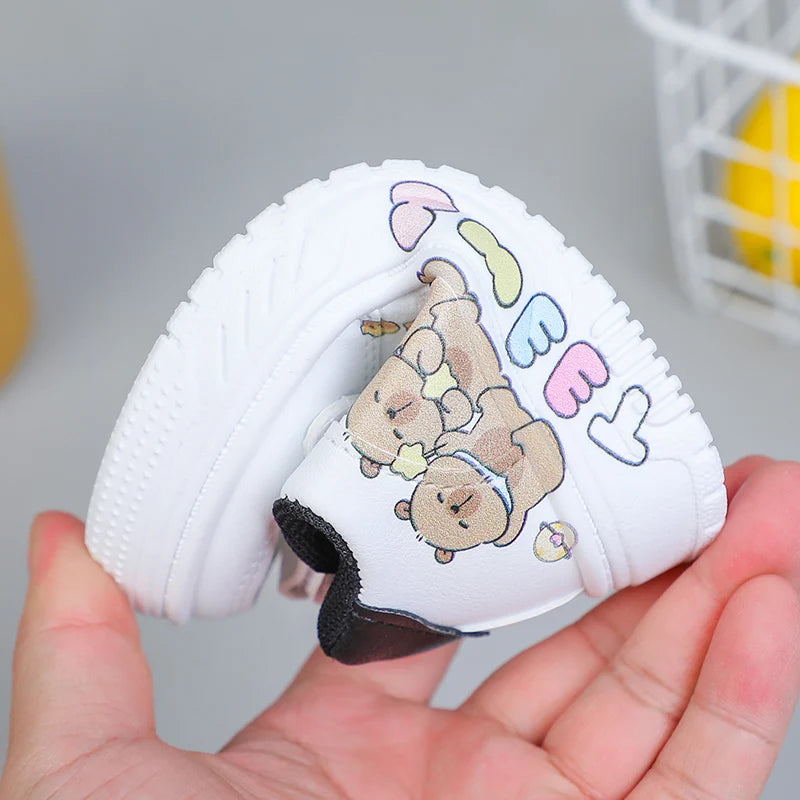 Hot Kids Girls Shoes New Children Sneakers Boys Girls Capybara Cartoon Print Casual Sport Shoe Student White Sweet Toddler Shoes