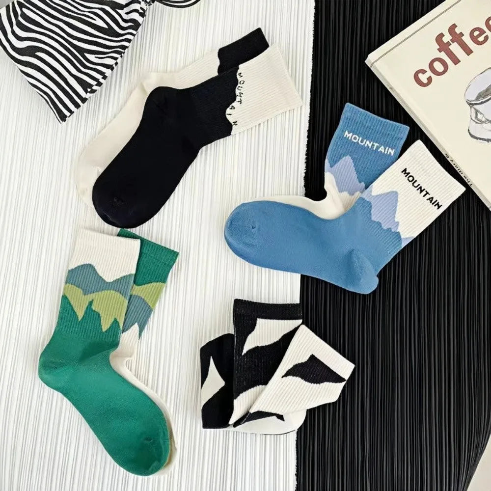 1/4 Pairs Men's and women's casual socks, asymmetrical niche mid length socks,  Japanese socks, couple sports socks