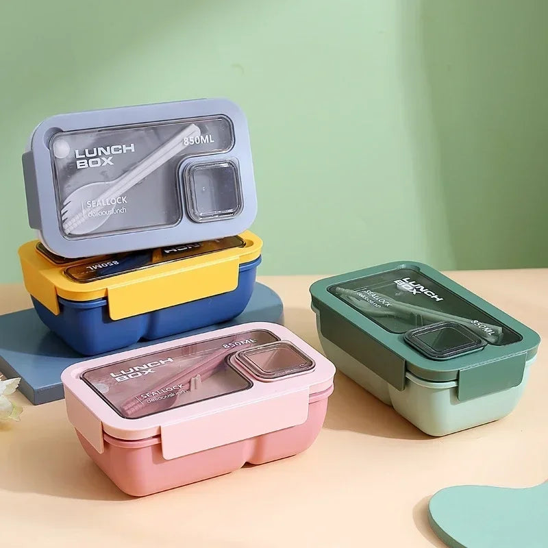 850ml/1100ml Portable Lunch Box Microwave Bento Boxes with Tableware for Kids School Office Leakproof Food Storage Container