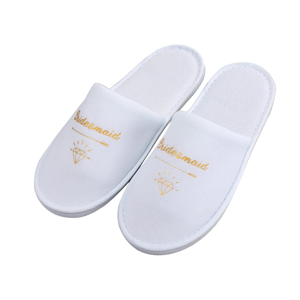 Personalised Wedding Bridal Party Slippers Bride / Bridesmaid Gift rose gold foil gold glitter Open Toes Slipper