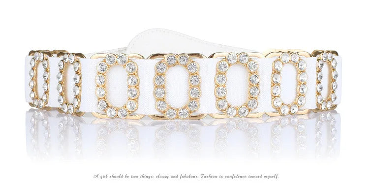 Women's waist belt, women's decorative belt fashionable elastic women's diamond inlay, elastic waistband, widened waist belt