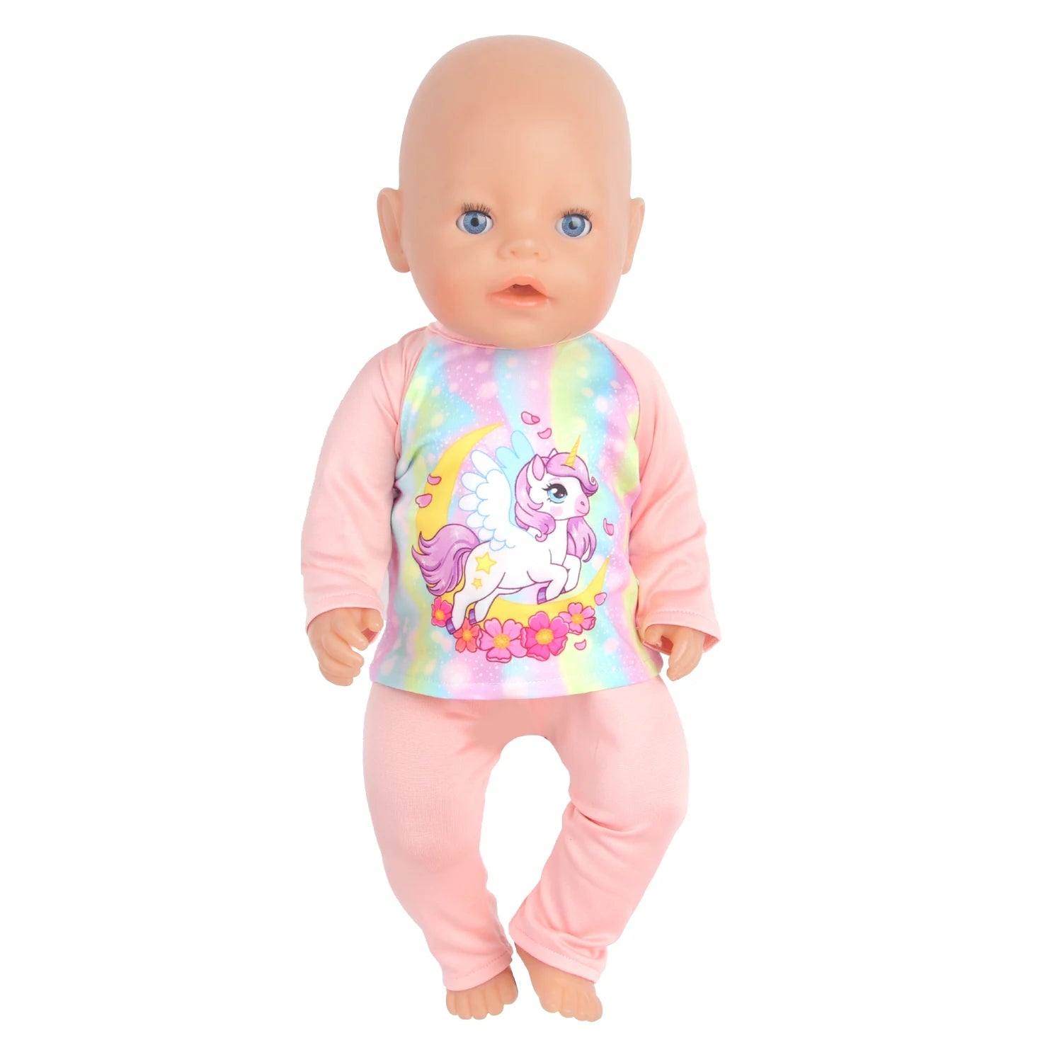 Doll Clothes Pajamas  For 43cm Baby New Born&American 18 Inch Girl Doll Unicorn Shark Cartoon Clothes Suit For Generation Doll