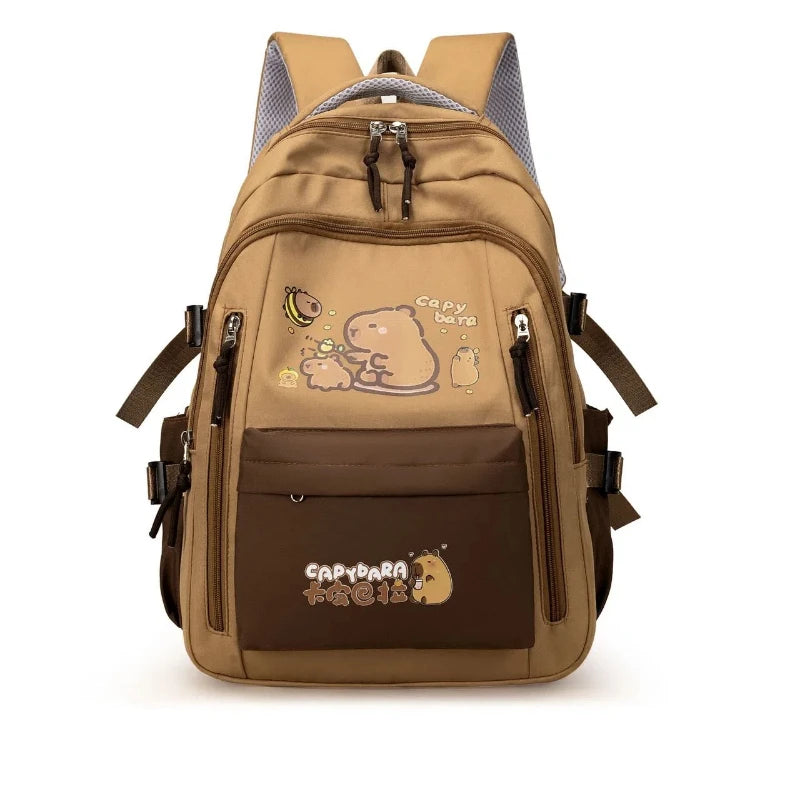 Capybara School Backpack Teens Girls School Bags Set Casual Daypack Kids 3Pcs Book Bag Kawaii Children Schoolbag Travel Backpack